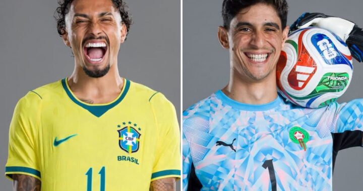 Jugadores de Brasil y Marruecos en un enfrentamiento de alto nivel en el estadio