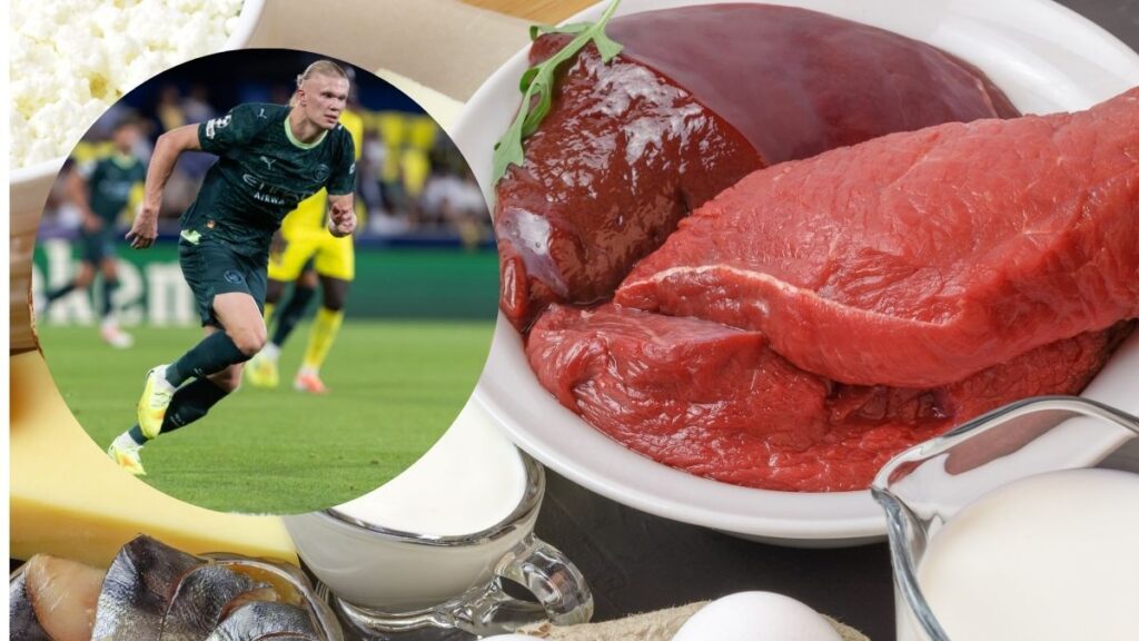 Erling Haaland comiendo saludable en el entrenamiento