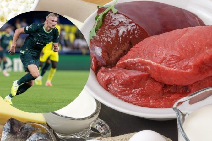 Erling Haaland comiendo saludable en el entrenamiento
