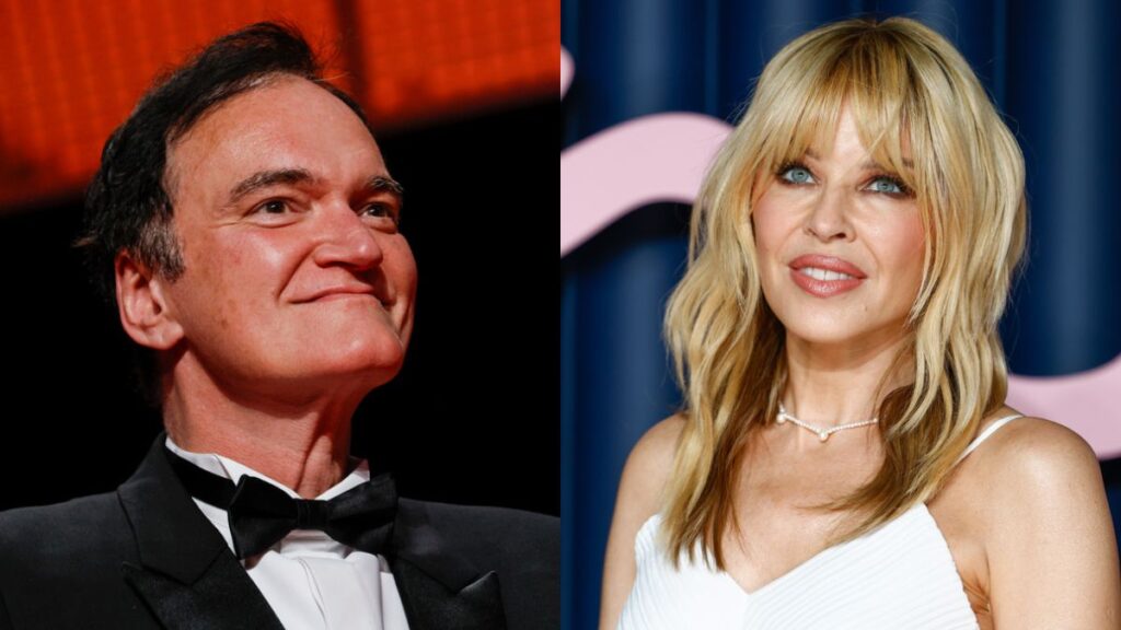 Quentin Tarantino y Kylie Minogue en el rodaje de 'Tangled Up in Blue'